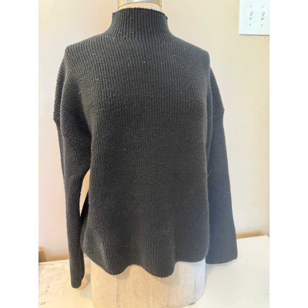 Abercrombie & Fitch Black Ribbed Mock Neck Wool Blend Sweater Small 150S1386